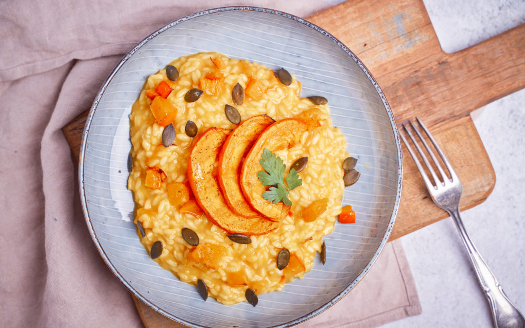 Cremiges Kürbisrisotto mit gerösteten Kürbiskernen