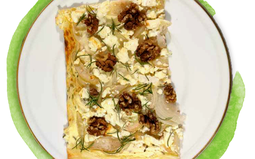 Flotter Flammkuchen mit Birnen & Ziegenkäse