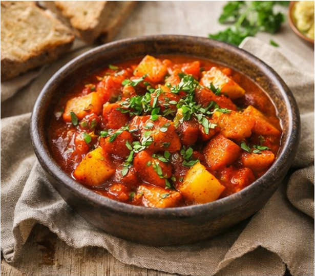 Veganes Gulasch ungarische Art mit Kartoffeln