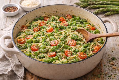 One-Pot-Pasta mit Spargel