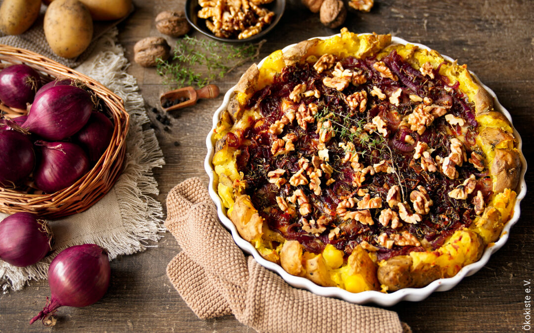 Kartoffelkuchen mit Balsamico-Zwiebeln